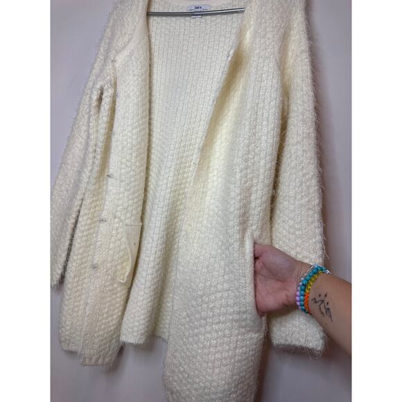 bar lll Cardigan Knit Sweater Women's Small Long Sleeve Acrylic/Nylon Soft Cream - Picture 5 of 5